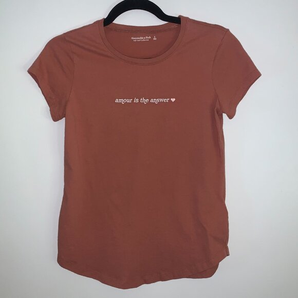 Abercrombie & Fitch Tops - Abercrombie & Fitch Amour Is The Answer Soft A&F Collection Pink Orange Baby Tee